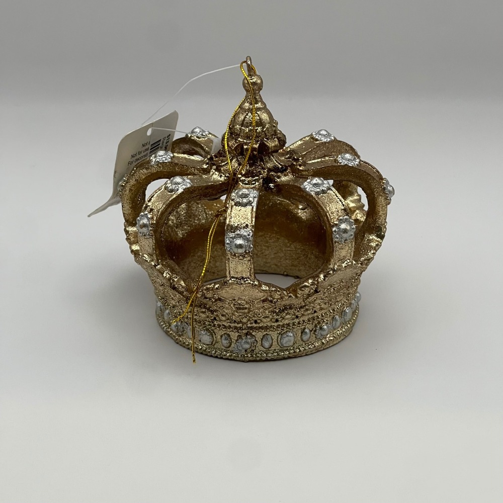 RAZ Imports Gold Crown Christmas Ornament Jeweled Royal Holiday Decor 3.5 Inch